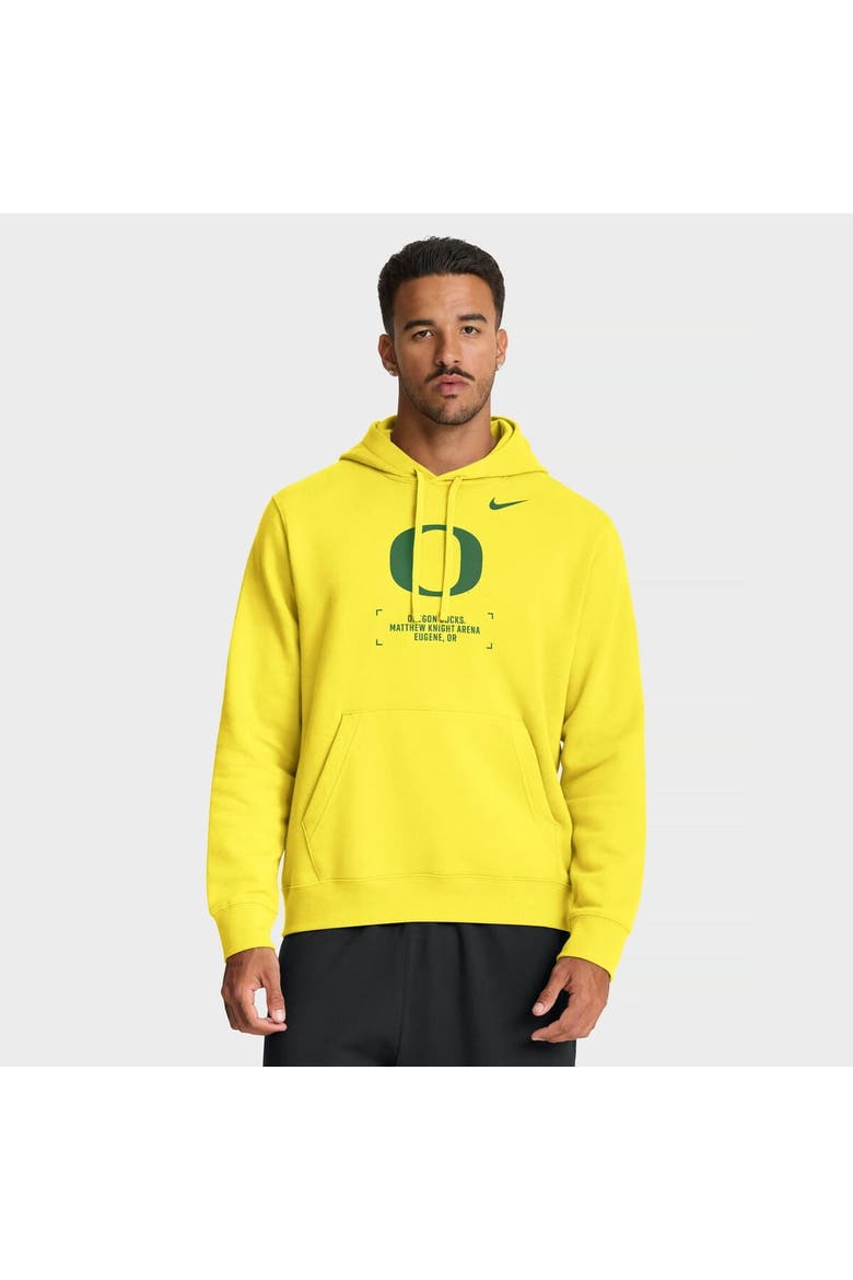 Men's Nike Yellow Oregon Ducks Basketball Two-Hit Club Fleece Pullover Hoodie, Main, color, Yellow
