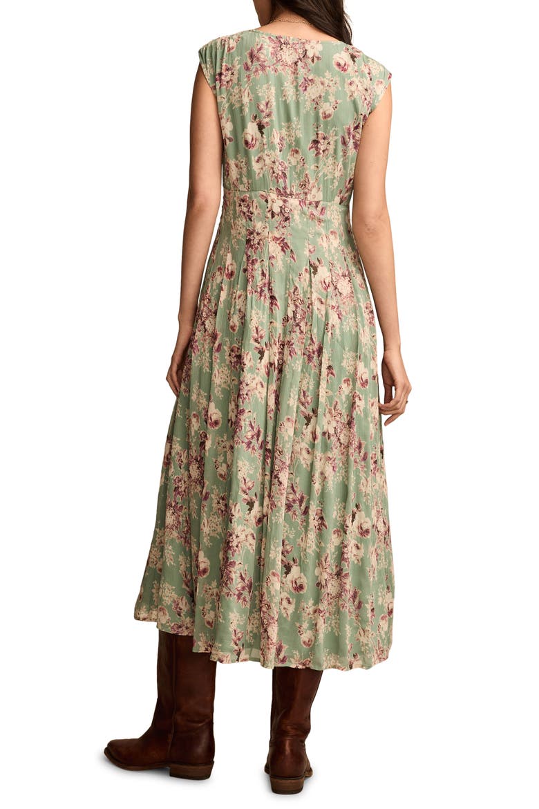 Front Button Sleeveless Pleated Maxi Dress, Alternate, color, GREEN FLORAL