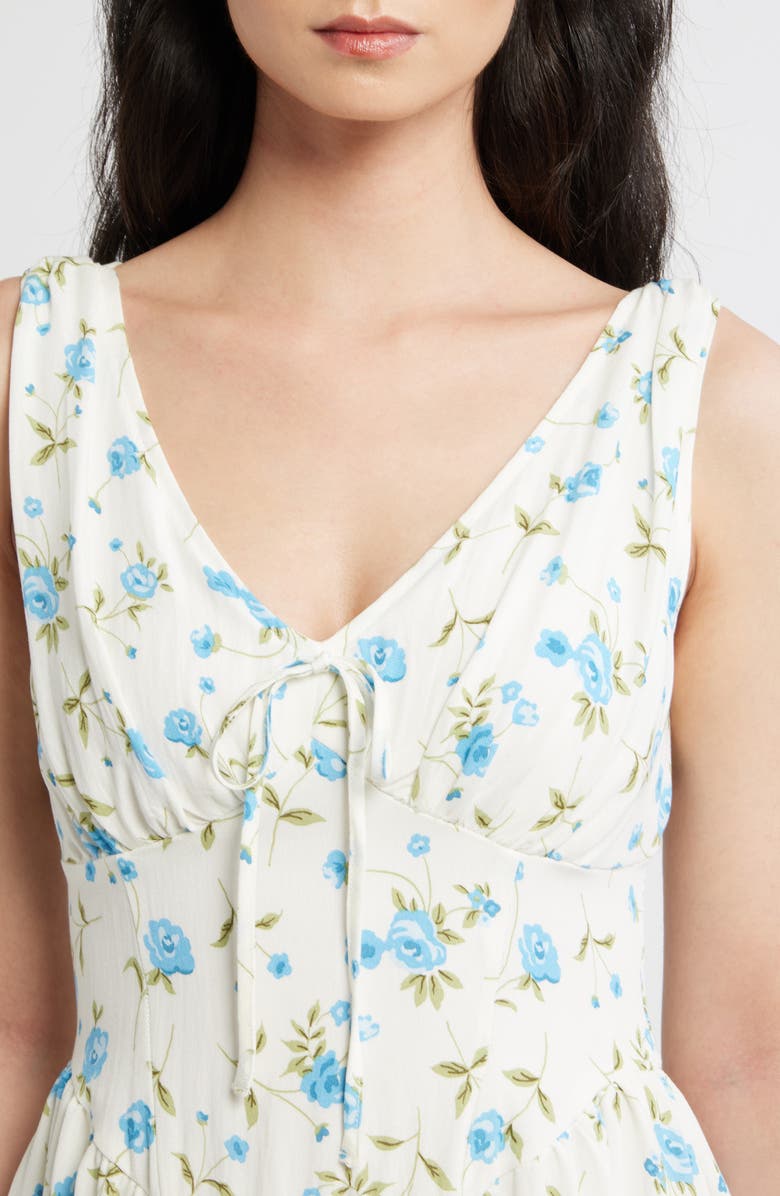 Blu Pepper Floral Print Sleeveless Midi Dress, Alternate, color, Ivory/Blue