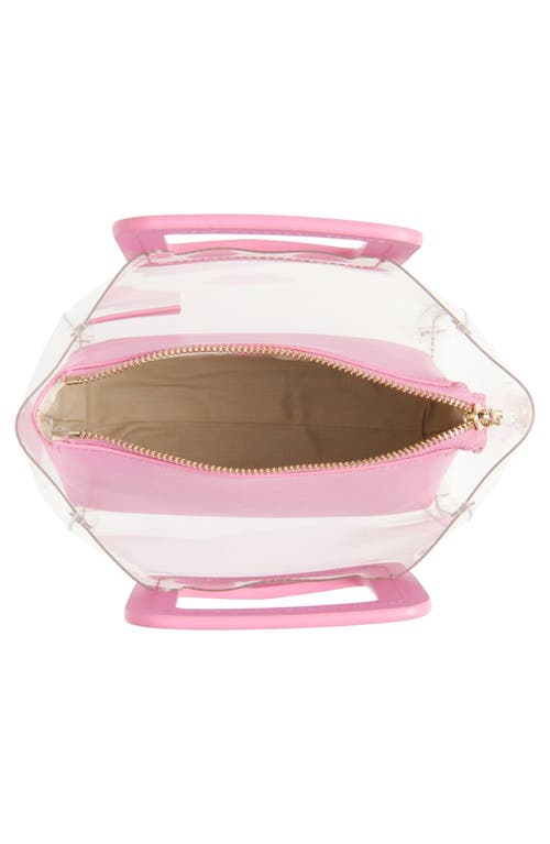 Staud Mini Shirley Transparent Handbag In Clear/pink