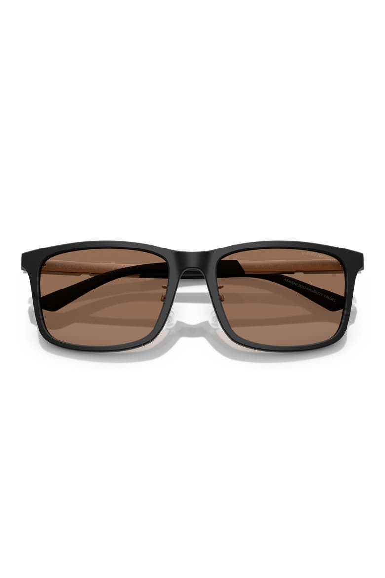 57mm Square Sunglasses, Alternate, color, MATTE BLACK / DARK BROWN