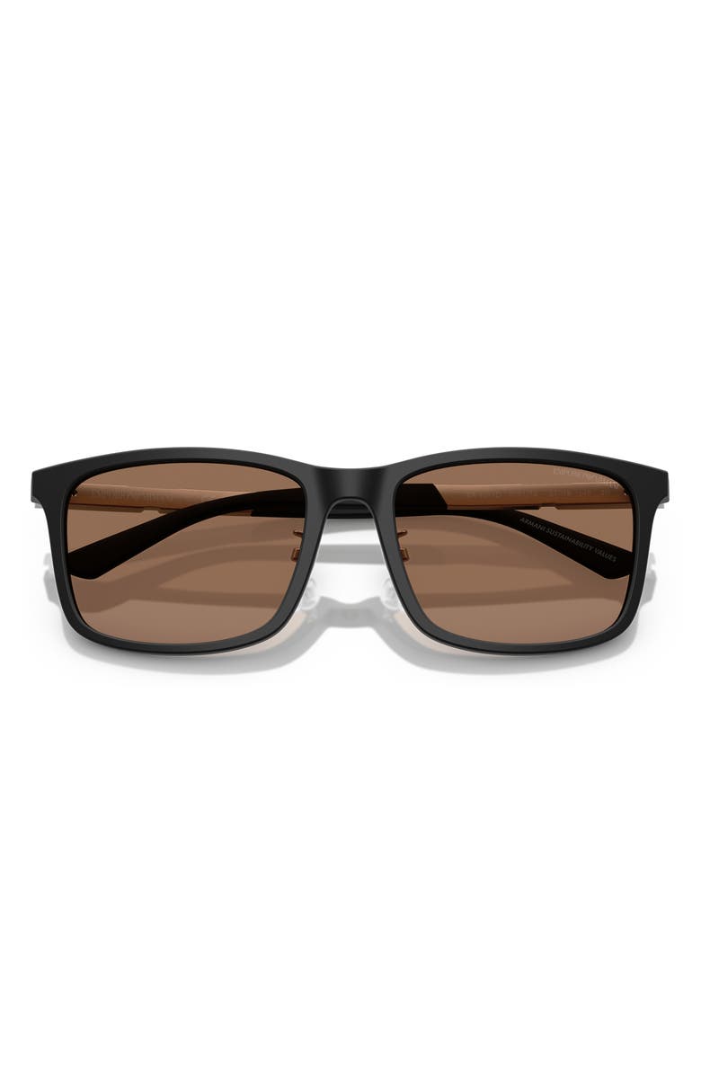 Emporio Armani 57mm Square Sunglasses, Alternate, color, Matte Black / Dark Brown