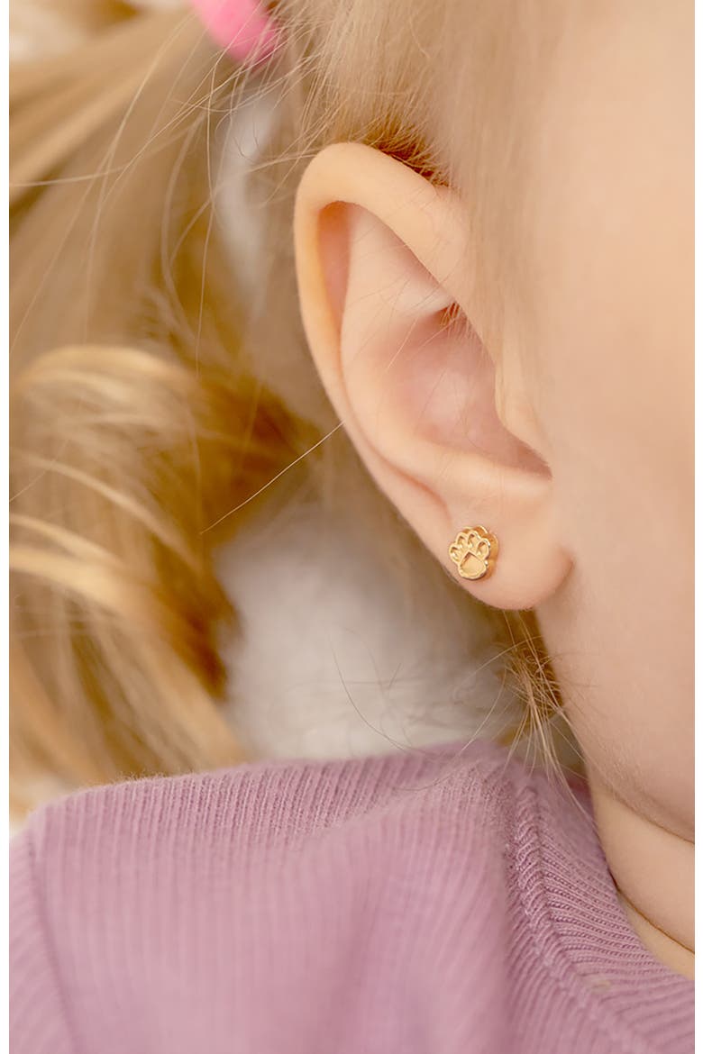 14k Dog Paw Earrings, Alternate, color, Gold
