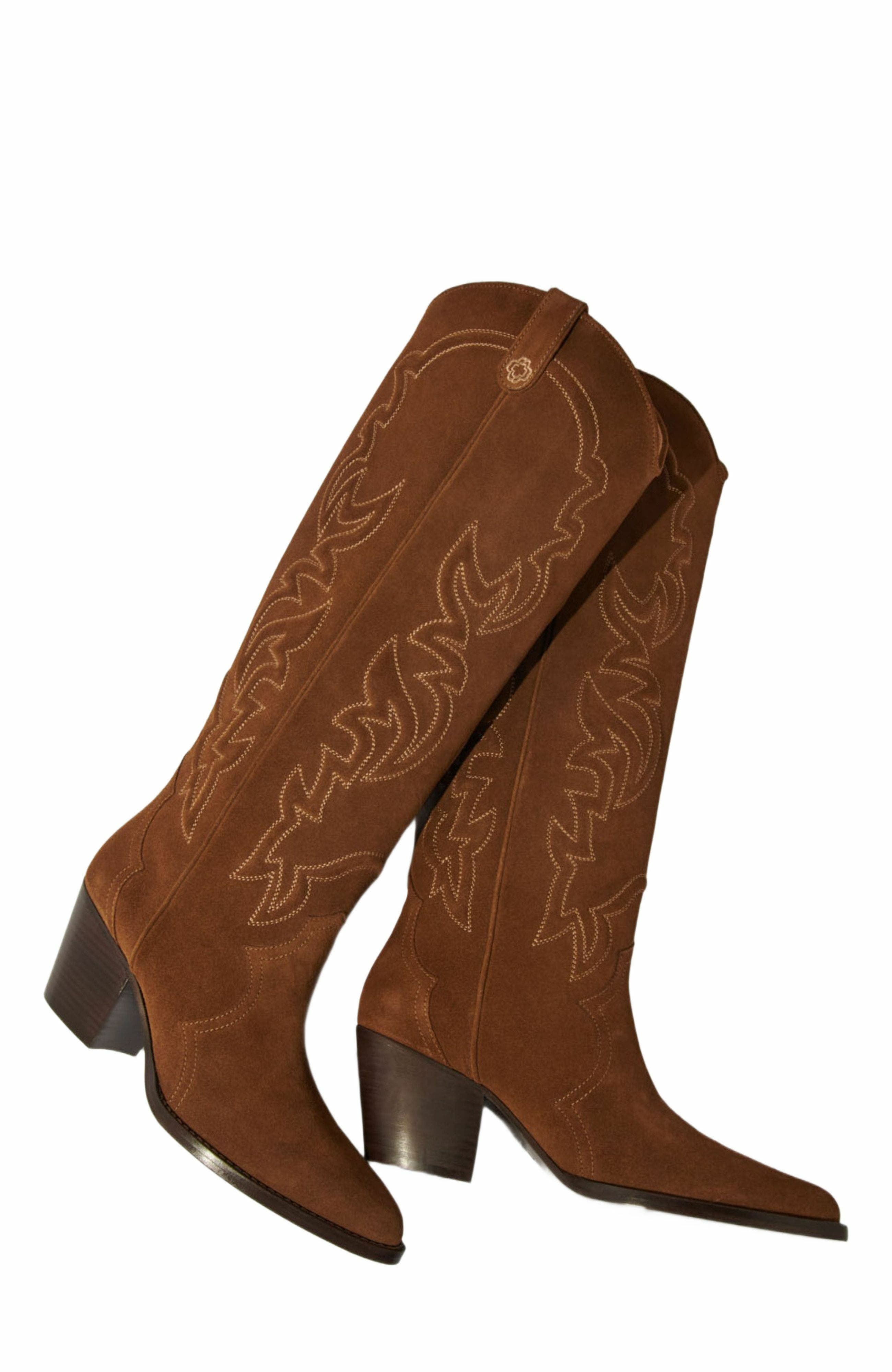 maje Suede cowboy boots, Alternate, color, 
