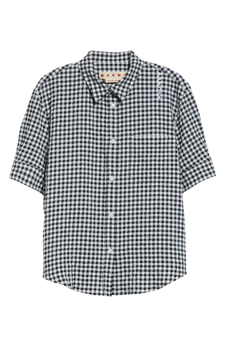 Marni Gingham Seersucker Button-Up Shirt, Alternate, color,