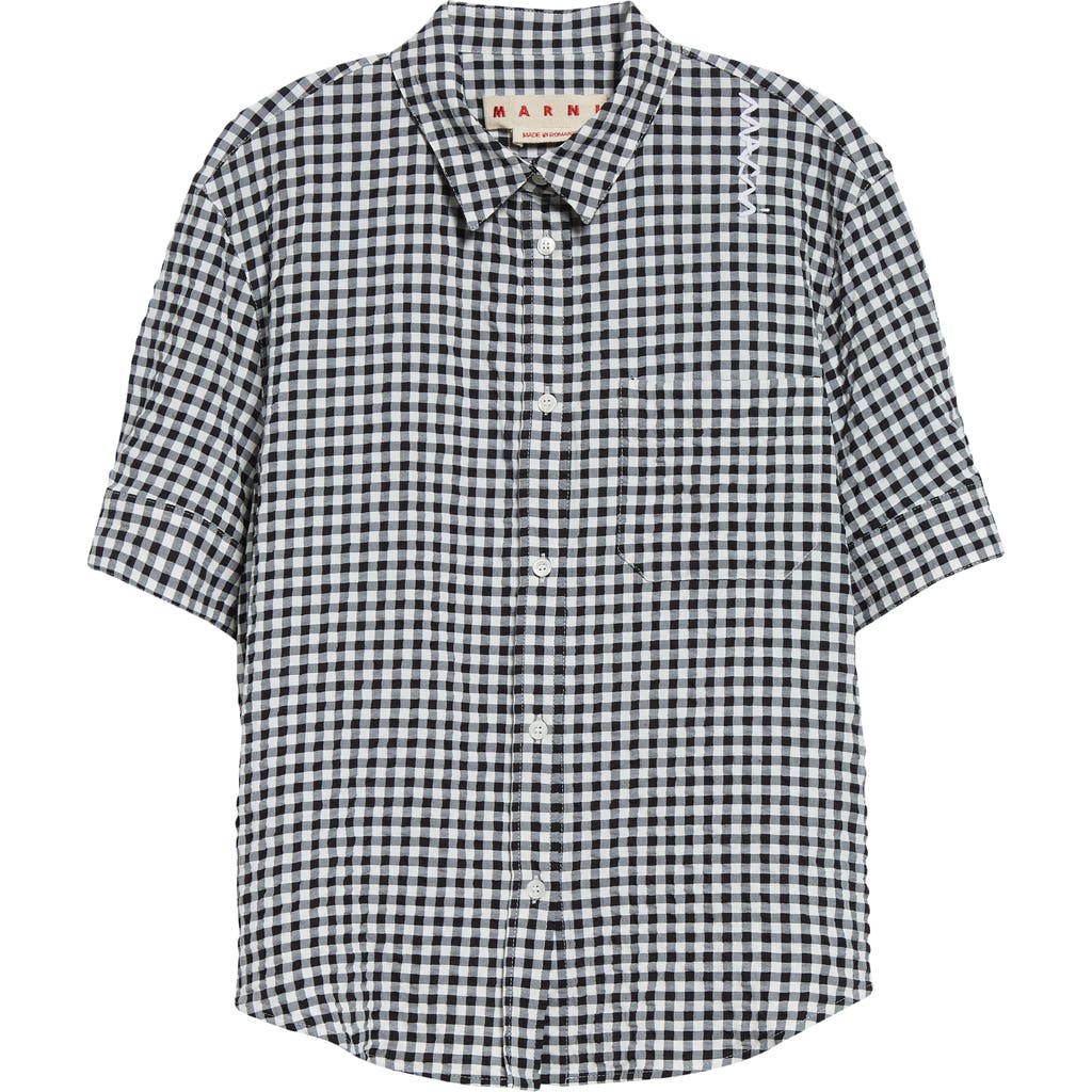 MARNI MARNI GINGHAM SEERSUCKER BUTTON-UP SHIRT