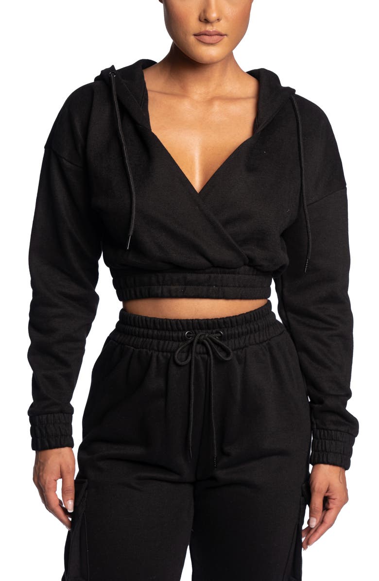 JLUXLABEL Crop Fleece Hoodie, Main, color,