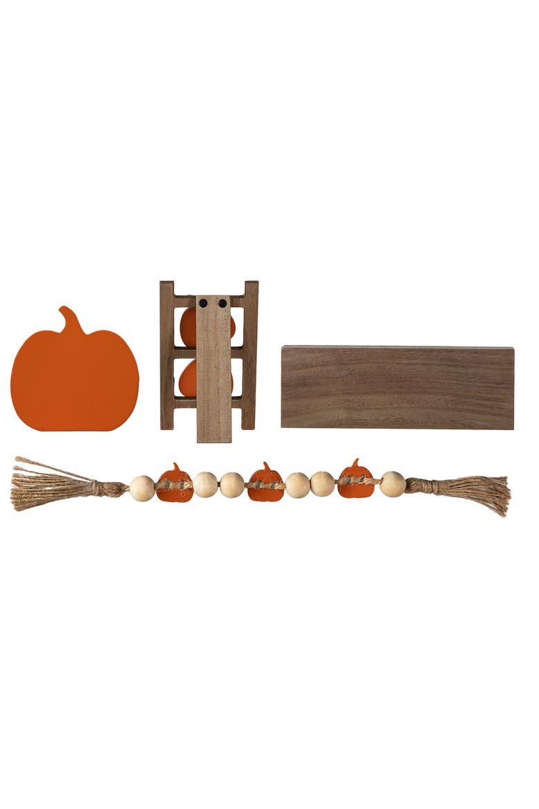 Set of 4 Fall Wooden Word Signs Tiered Tray Table Decor, Alternate, color, Orange