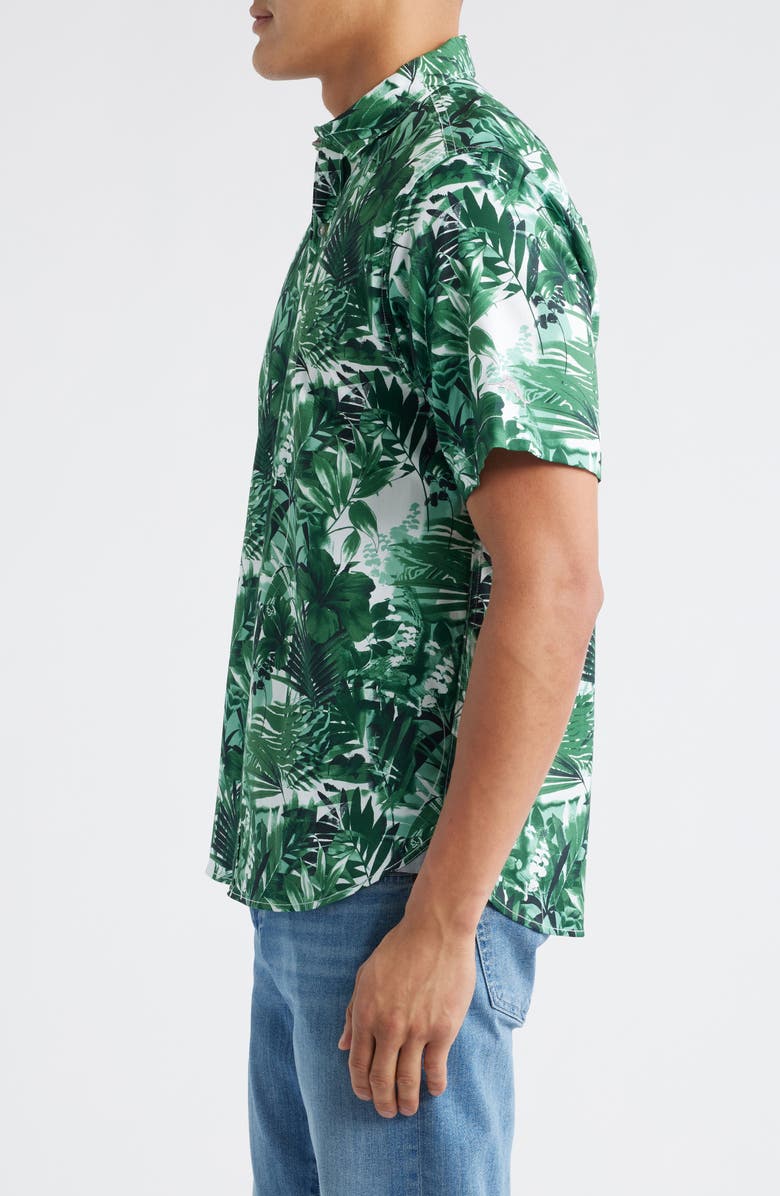 Tommy Bahama Sport Electric Blooms Camp Shirt, Alternate, color, Team Green