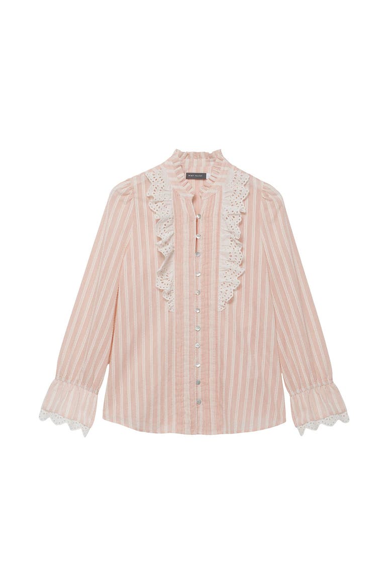 Striped Broderie Trim Blouse, Alternate, color, Light Pink