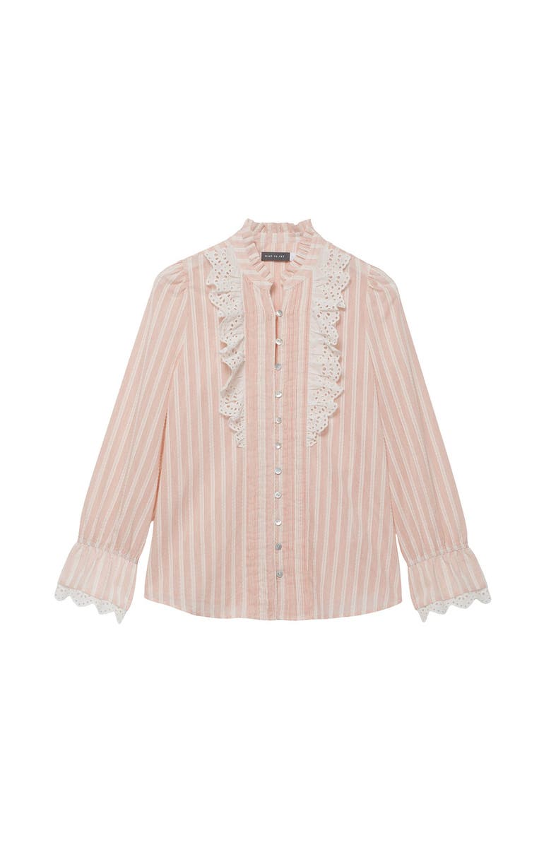MINT VELVET Striped Broderie Trim Blouse, Alternate, color, Light Pink