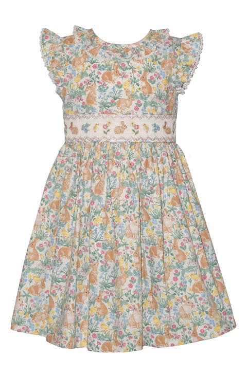 Kids' Flutter Toile Clip Dot Dress (Toddler & Little Kid)