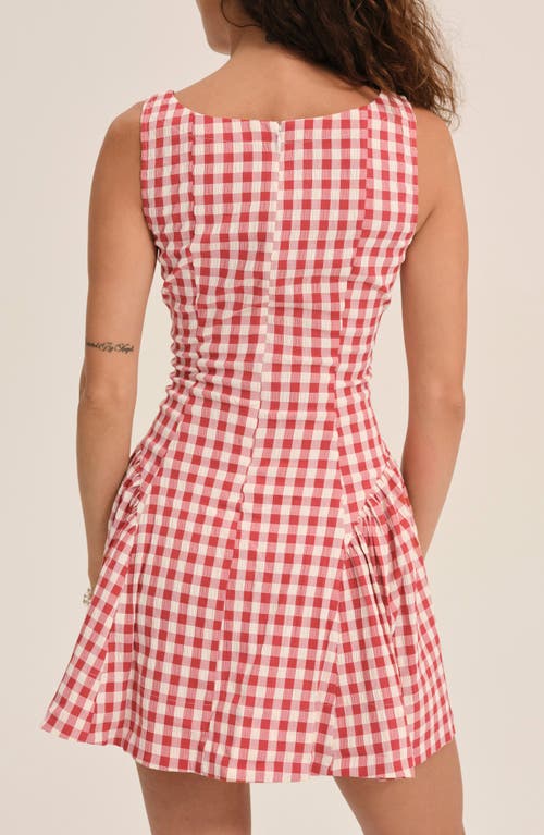 For Love & Lemons Scotch Bonnet Gingham Minidress In Pink