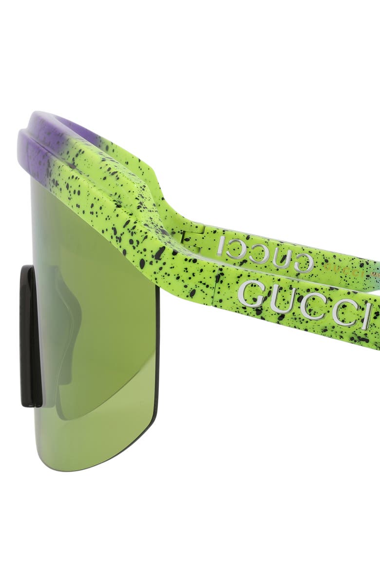Gucci 99mm Shield Sunglasses, Alternate, color, Green Green Green