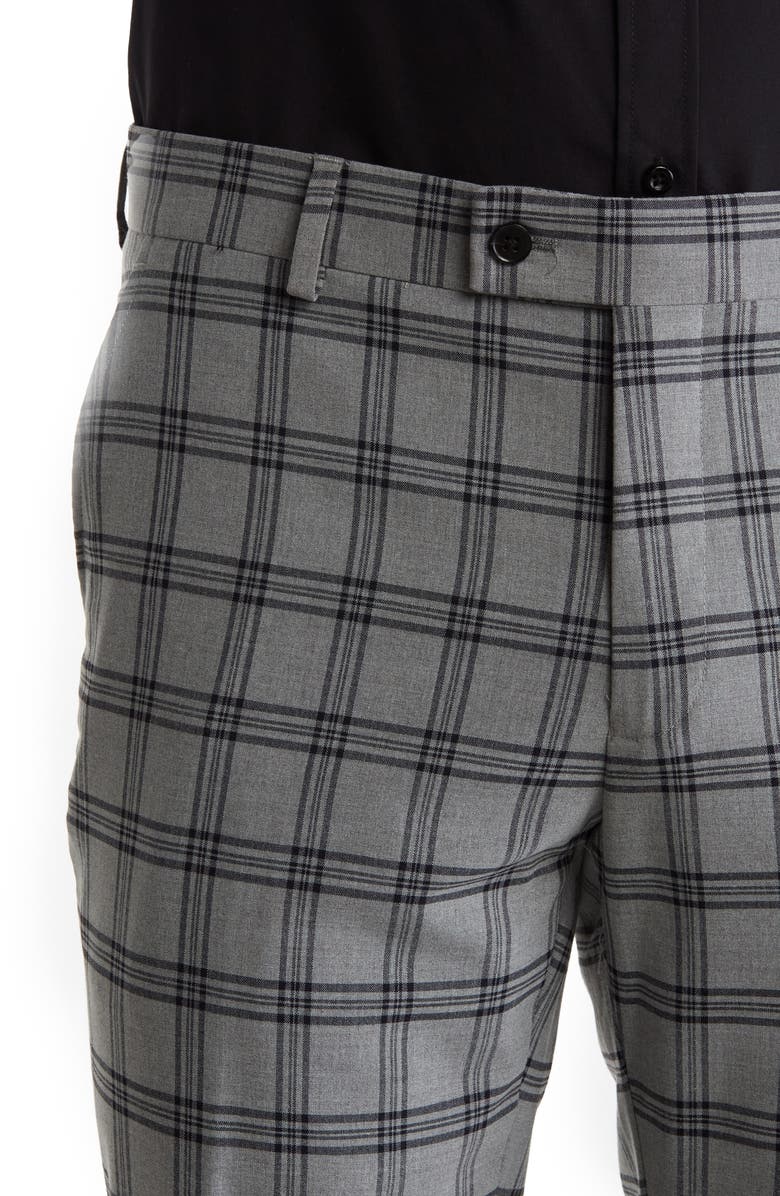 SAVILE ROW CO Grey Plaid Two Button Peak Lapel Suit, Alternate, color,