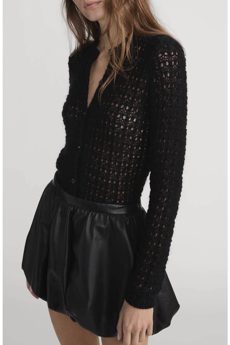 The Open Stitch Wool & Cashmere Cardigan, Alternate, color, BLACK