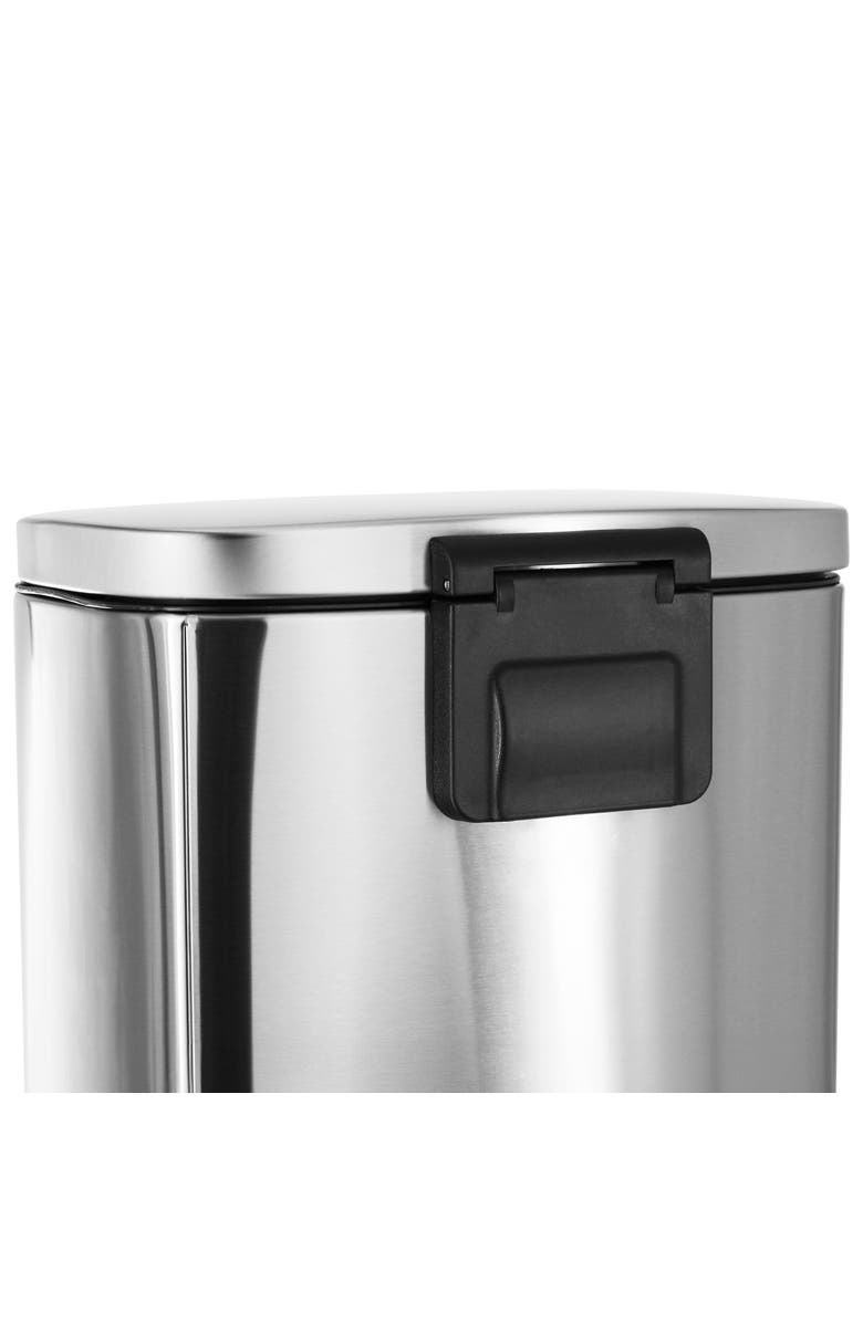 Elama 2 piece 8 Gallon Each 30 Liter Rectangular Stainless Steel Twin Step Trash Bins with Slow Close Mechanism, Alternate, color, Silver