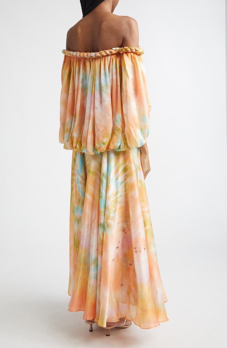 Zimmermann Luna Twist Print Silk Gown, Alternate, color, Coral Tie Dye