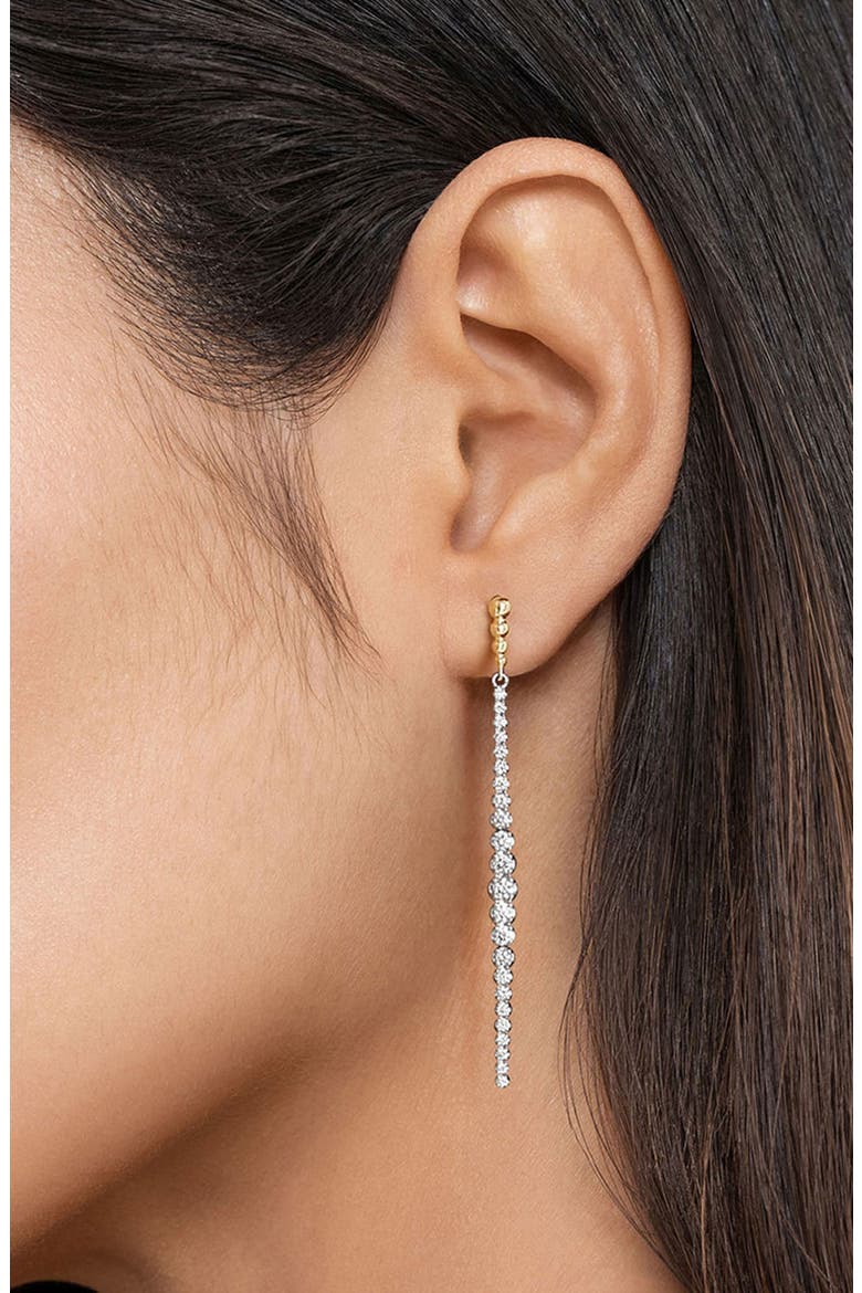 Bujukan Diamond Linear Drop Earrings, Alternate, color, TWO TONE