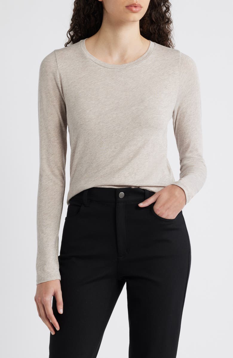 Eileen Fisher Crewneck Top, Main, color, Dove