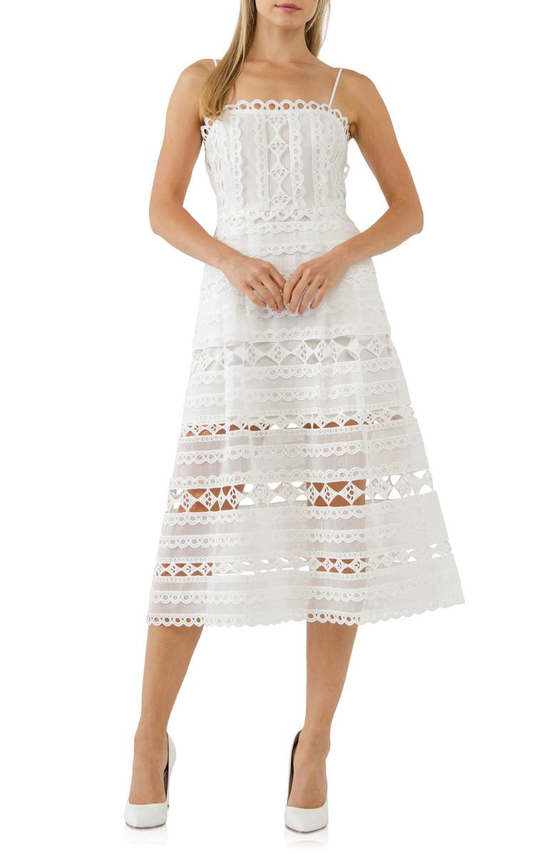 Endless Rose Lace Midi Dress, Main, color, White