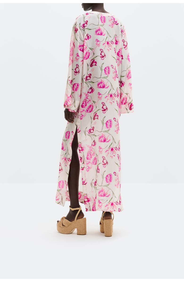 Malina Brenda Silk Maxi Kaftan Dress, Alternate, color, Tulip Pink