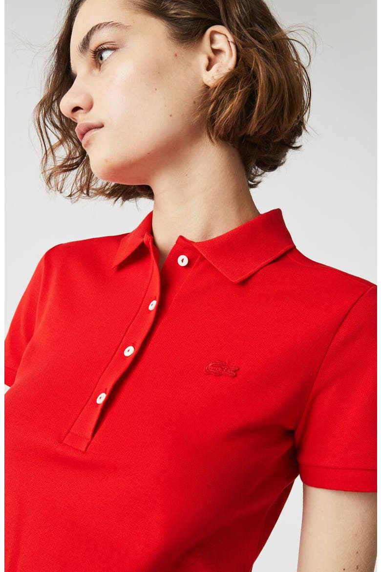 Stretch Cotton Polo Dress, Alternate, color, FIREMAN