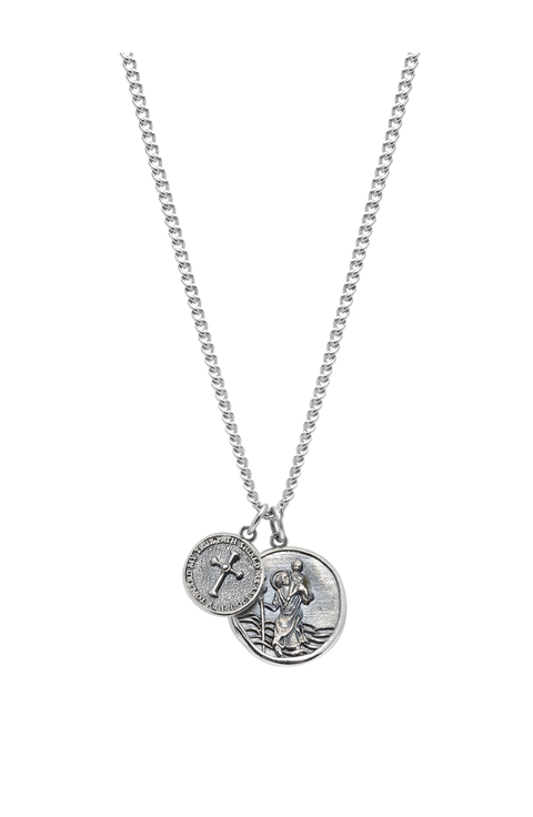 Saint Christopher Double Medallion Necklace