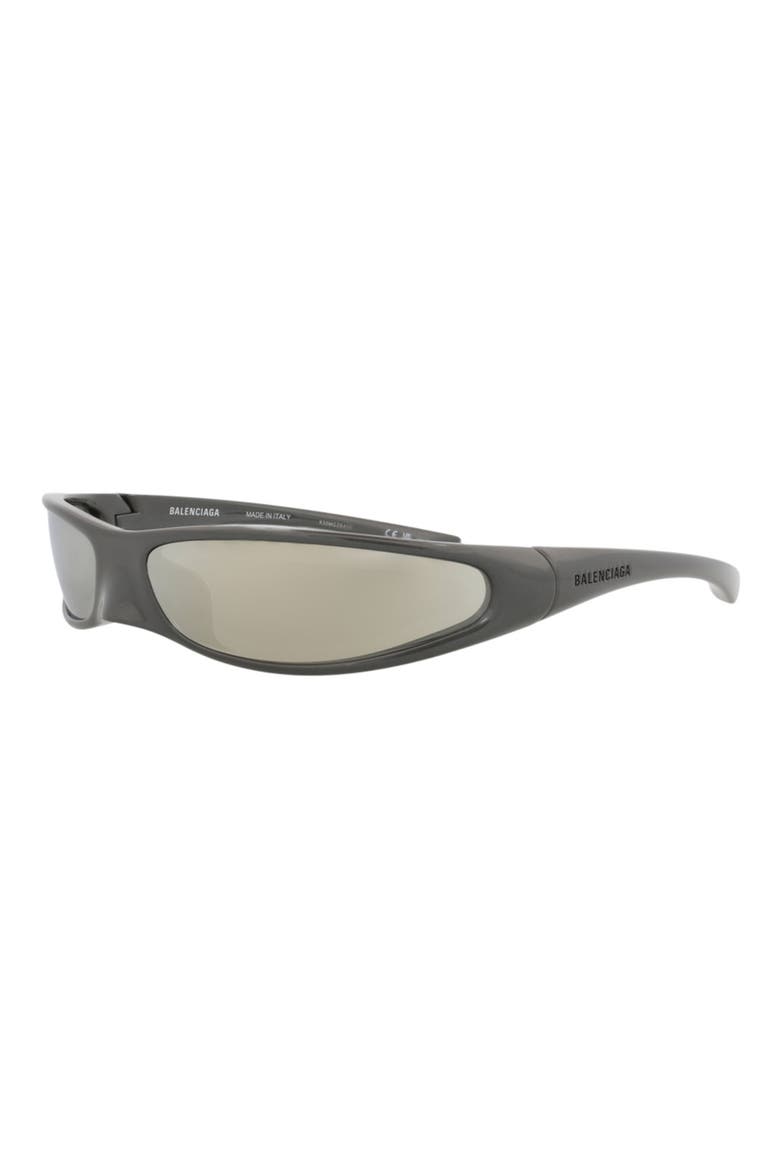 76mm Mirrored Shield Wrap Sunglasses, Alternate, color, GREY GREY WHITE