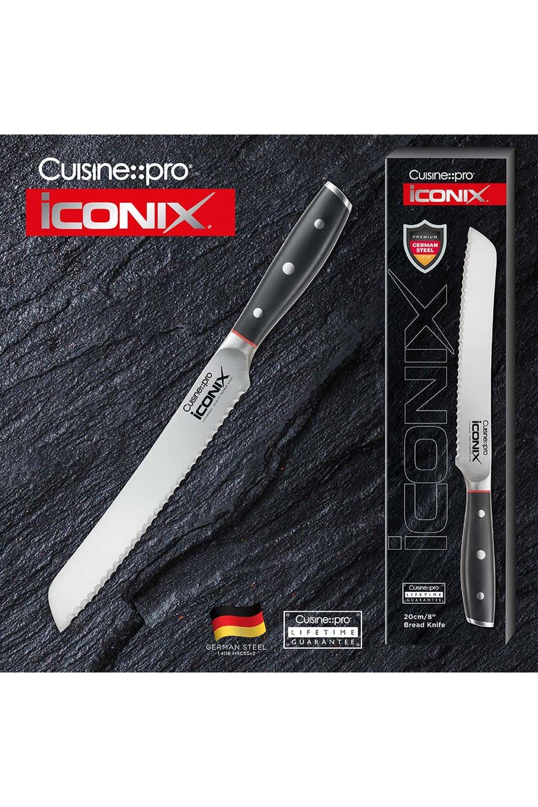 iconiX® 8" Bread Knife, Alternate, color, Black