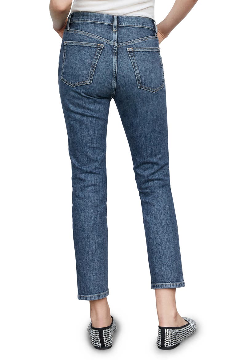 High Waist Crop Slim Jeans, Alternate, color, DARK BLUE