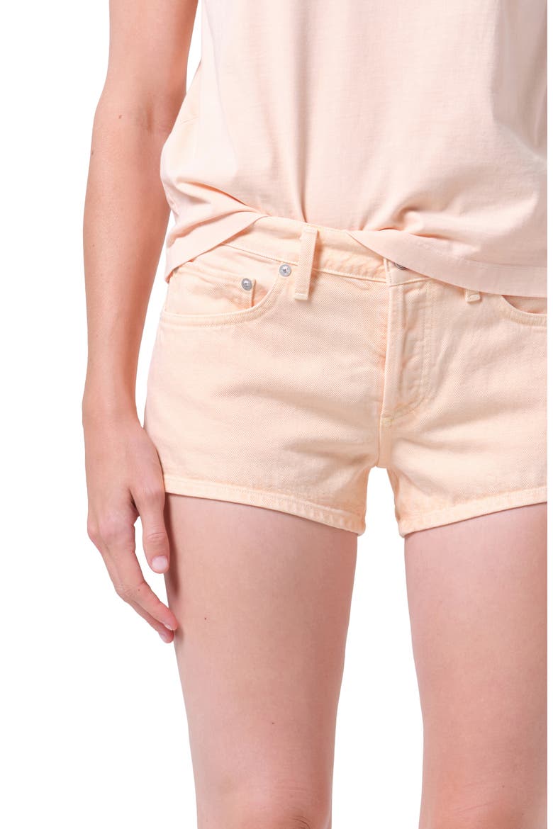 Parker Low Rise Denim Shorts, Alternate, color, SUN FILTER (LIGHT PALE ORANGE)
