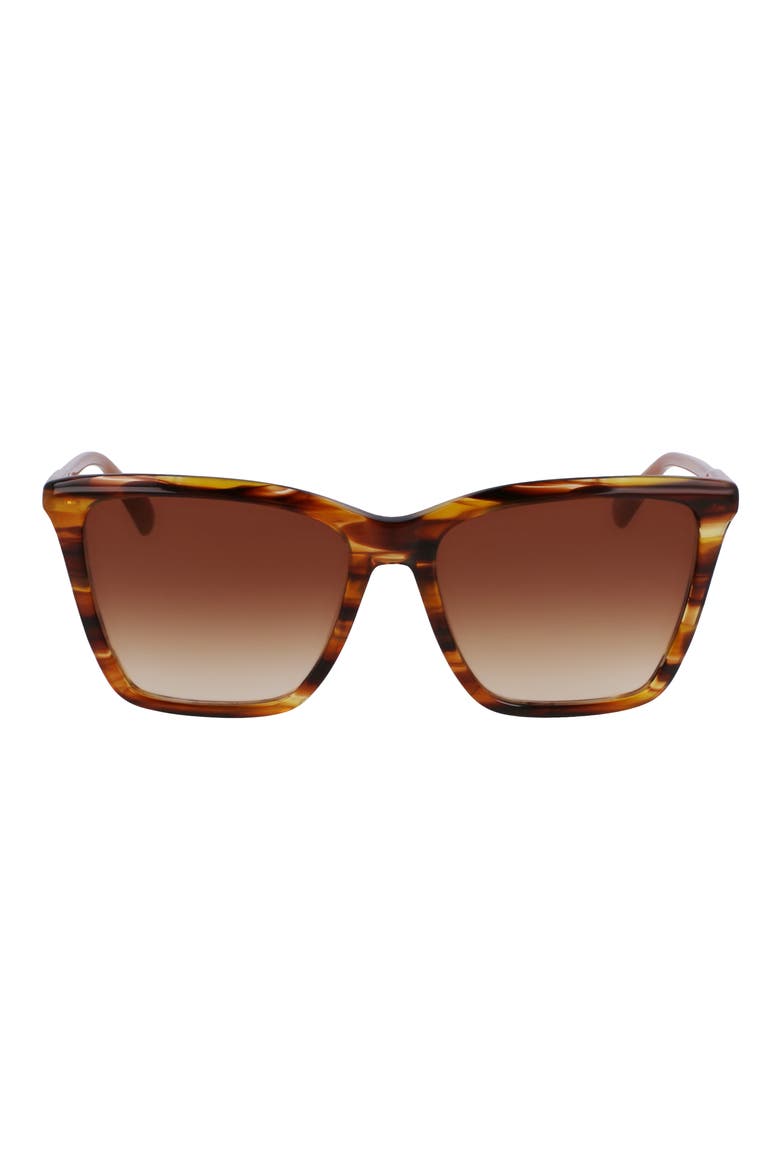 Le Pliage 56mm Gradient Rectangular Sunglasses, Main, color, BROWN HORN