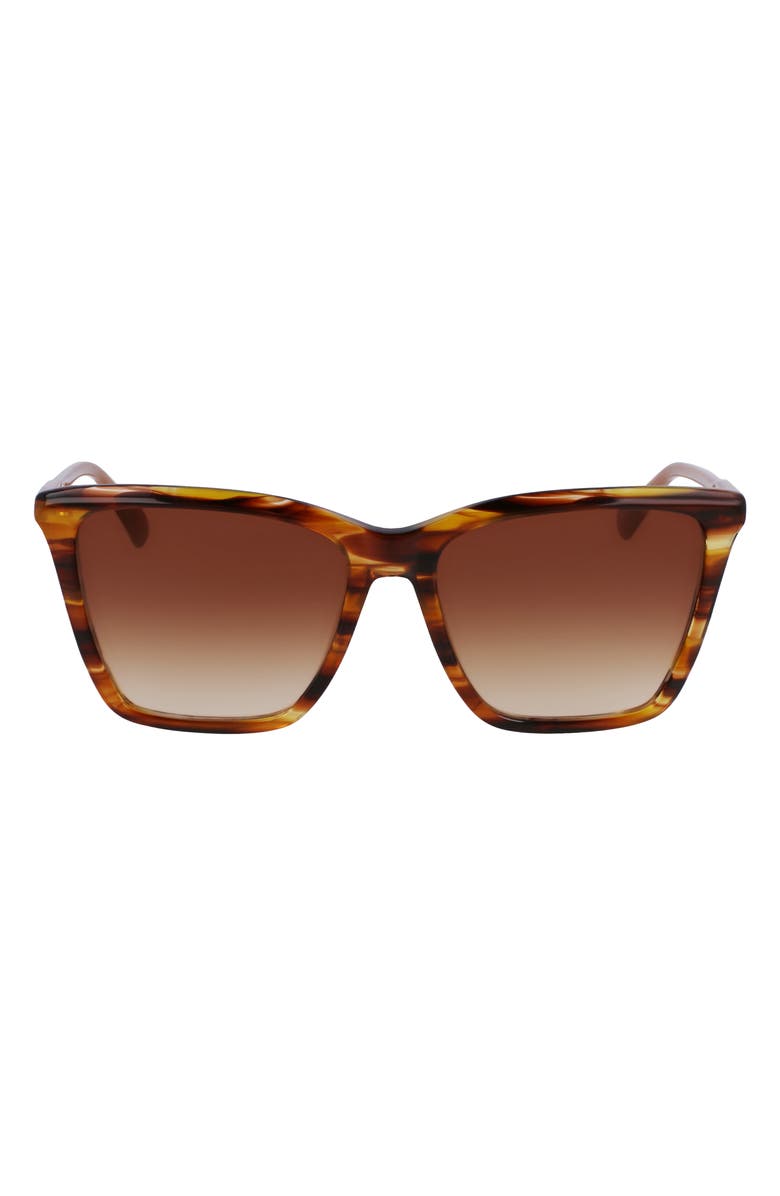 Longchamp Le Pliage 56mm Gradient Rectangular Sunglasses, Main, color, Brown Horn