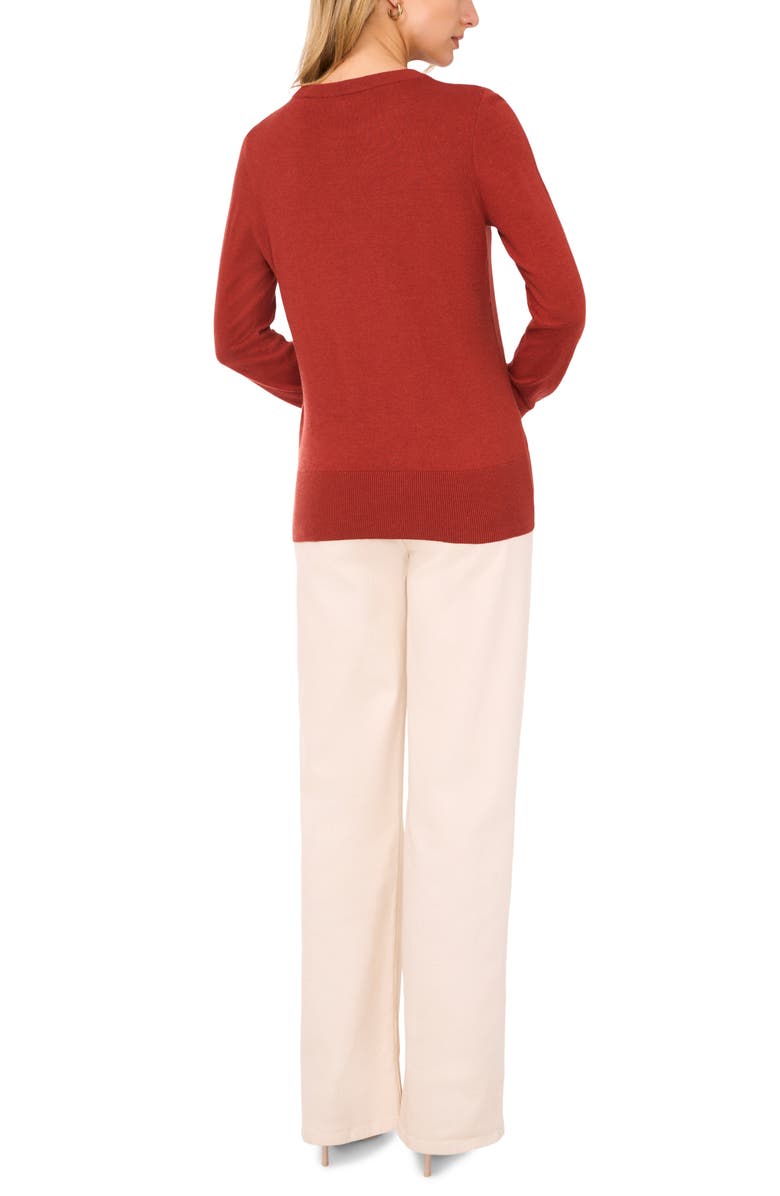 Halogen<sup>®</sup> Button Cuff Crewneck Sweater, Alternate, color, Burnt Henna