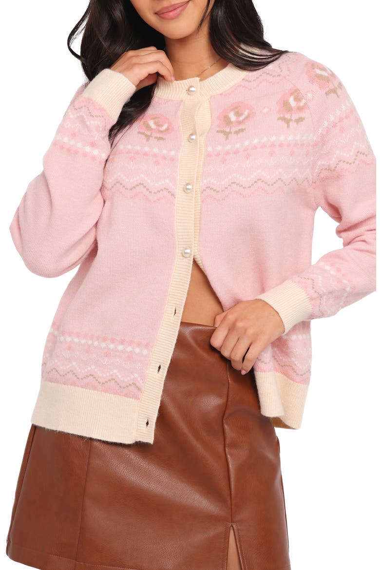 Poppi Fair Isle Cardigan, Main, color, PINK