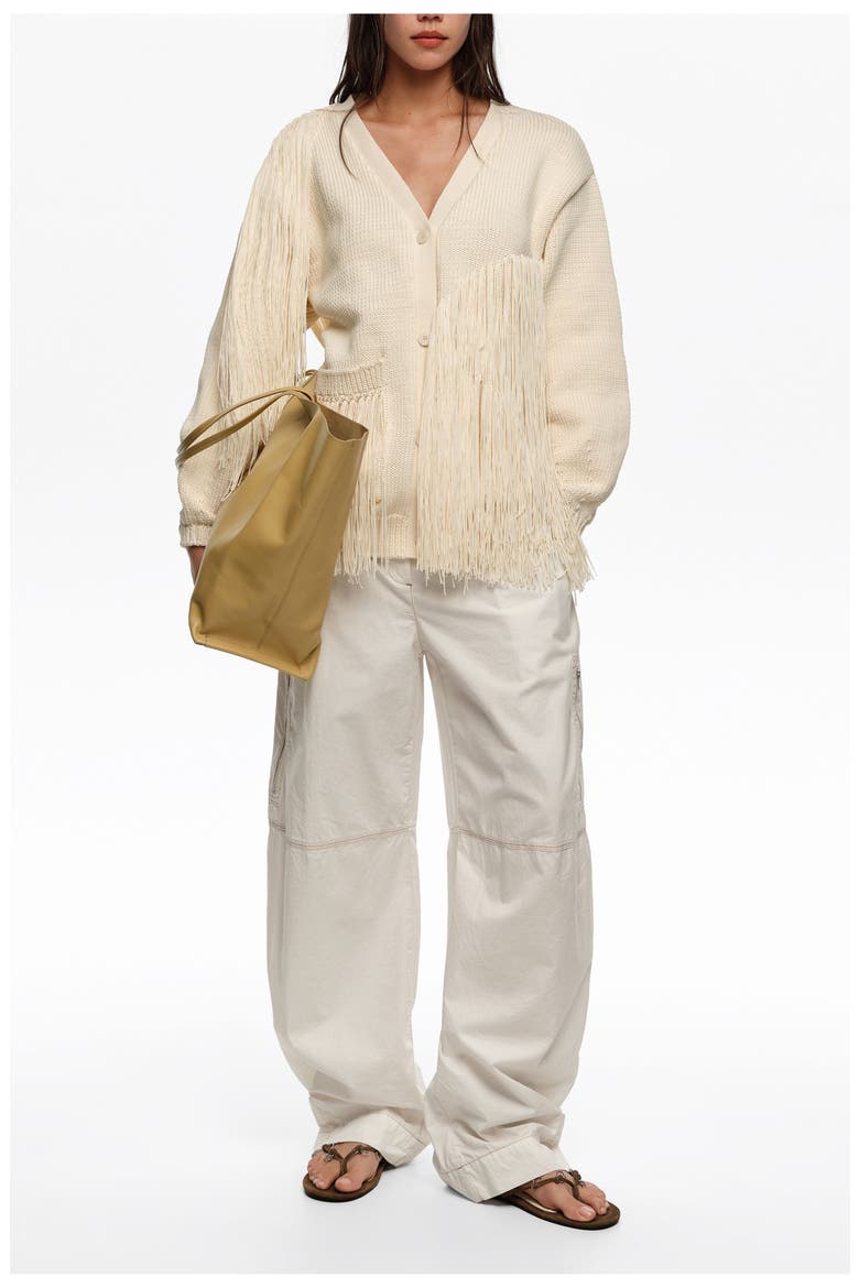 Fringe-Detail Cardigan, Alternate, color, IVORY