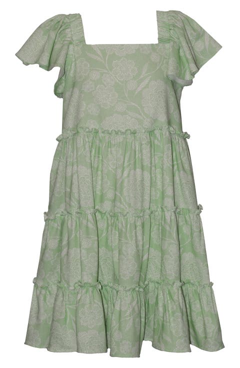 Kids' Flutter Sleeve Tiered Dress (Big Kid)