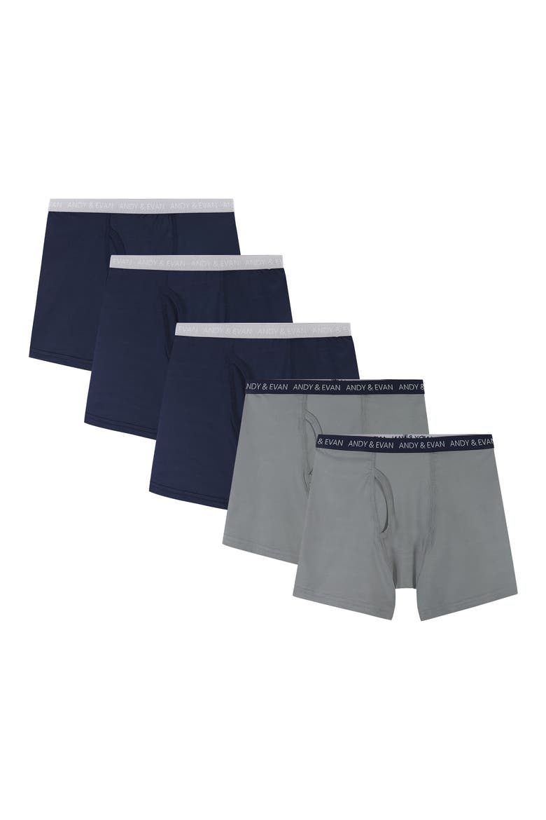 Kids' Assorted 5-Pack Boxer Briefs, Main, color, NAVY/ GREY