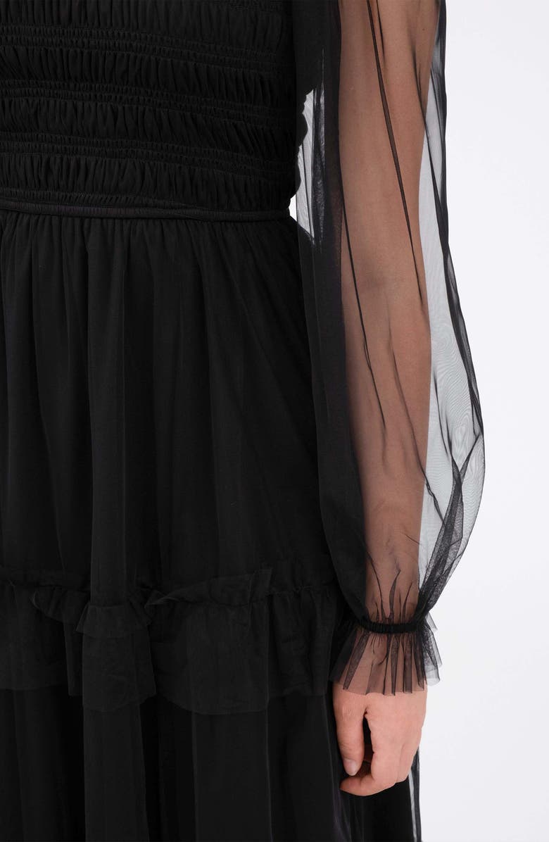 AUGUST SKY Long Sleeve Tulle Maxi Dress, Alternate, color,