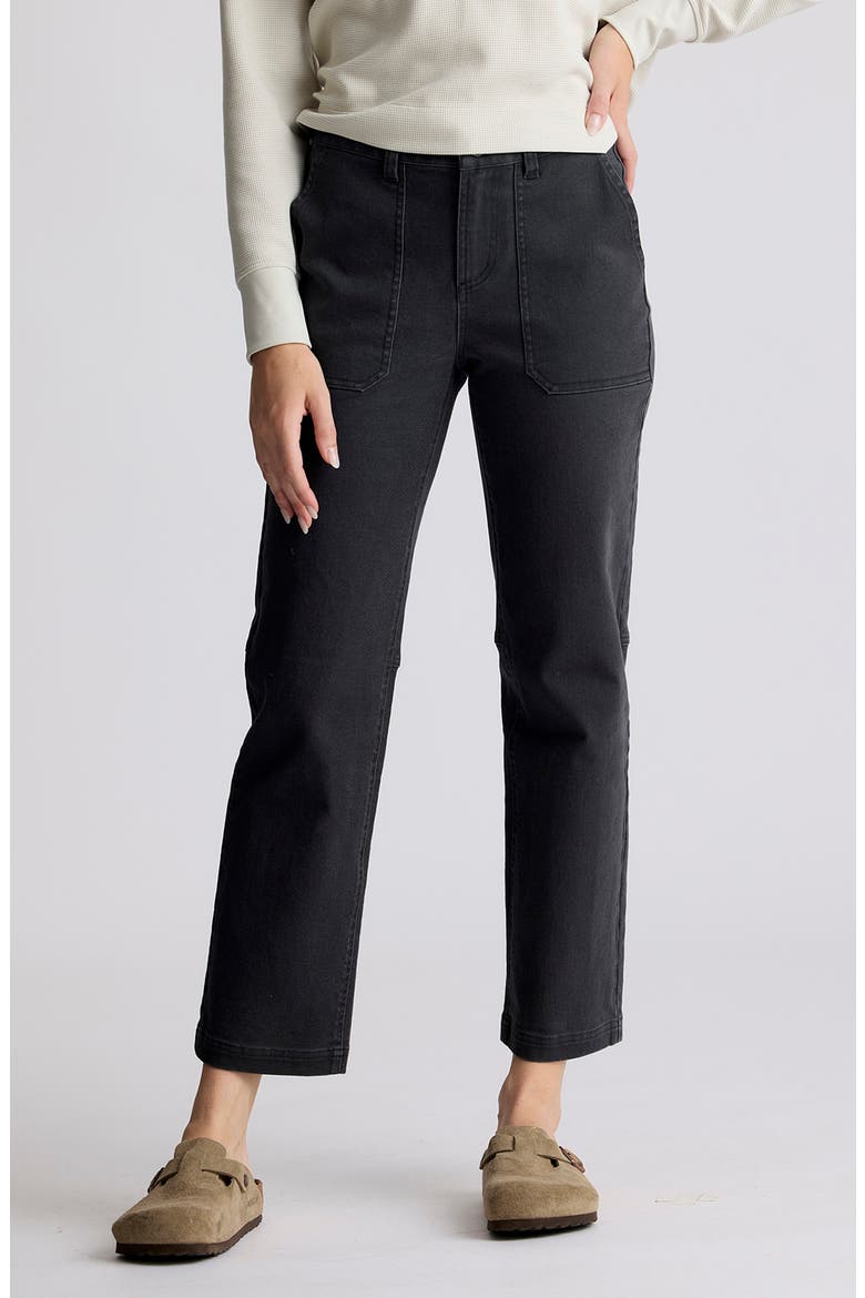 Folly Straight Leg Ankle Stretch Cotton Twill Pants, Main, color, BLACK SAND