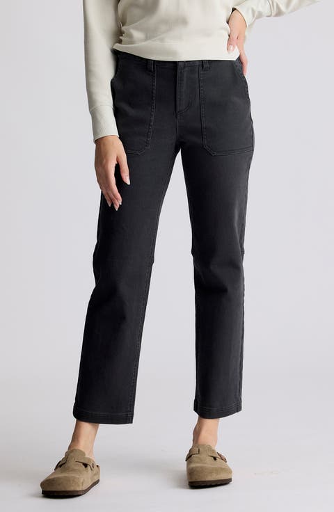 Folly Straight Leg Ankle Stretch Cotton Twill Pants