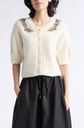 Cinq à Sept Millicent Crystal Embellished Wool Blend Cardigan