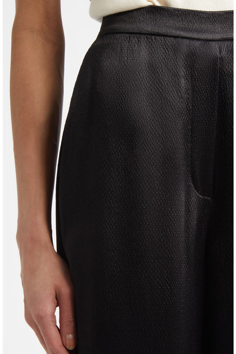 Maddie Hammered Satin Wide Leg Pants, Alternate, color, BLACK