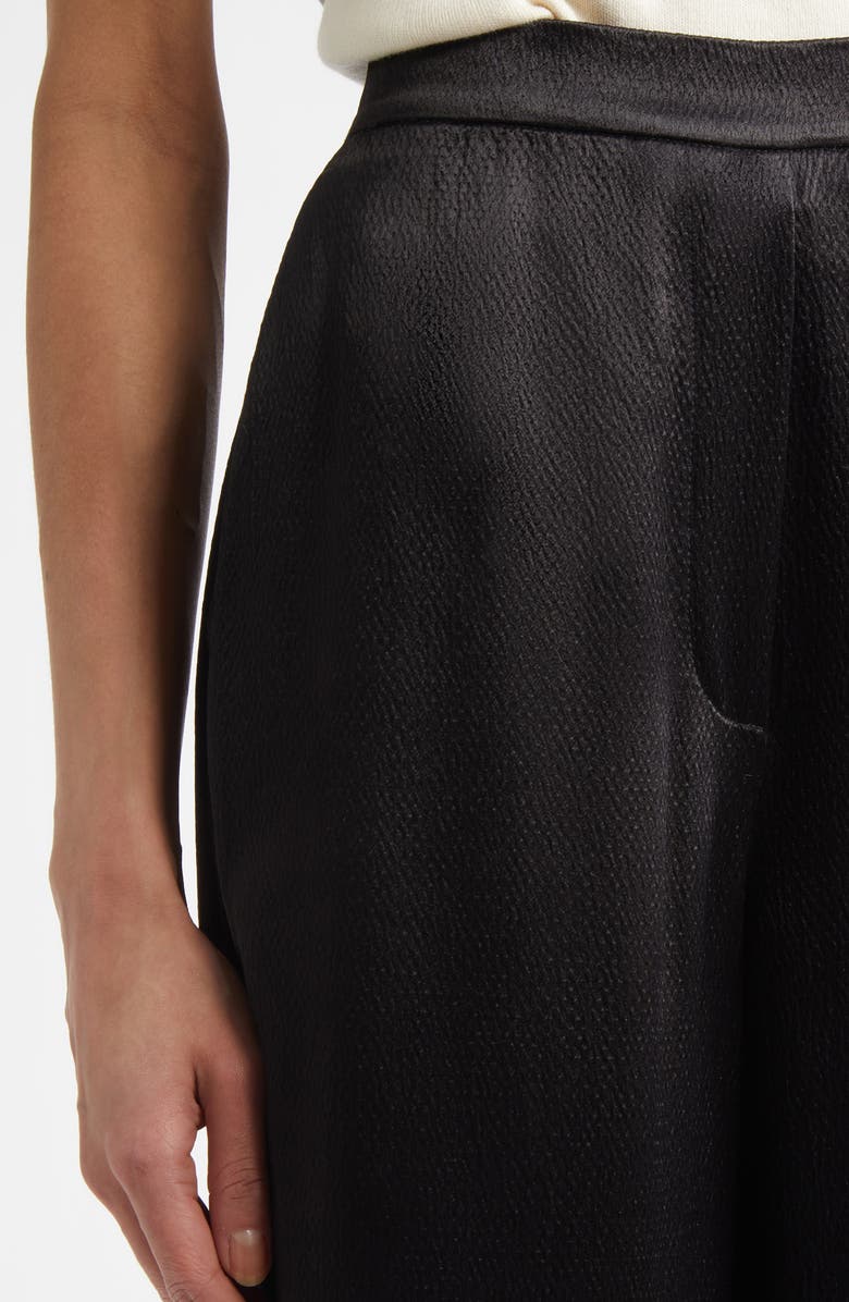 ST. JOHN Maddie Hammered Satin Wide Leg Pants, Alternate, color, Black