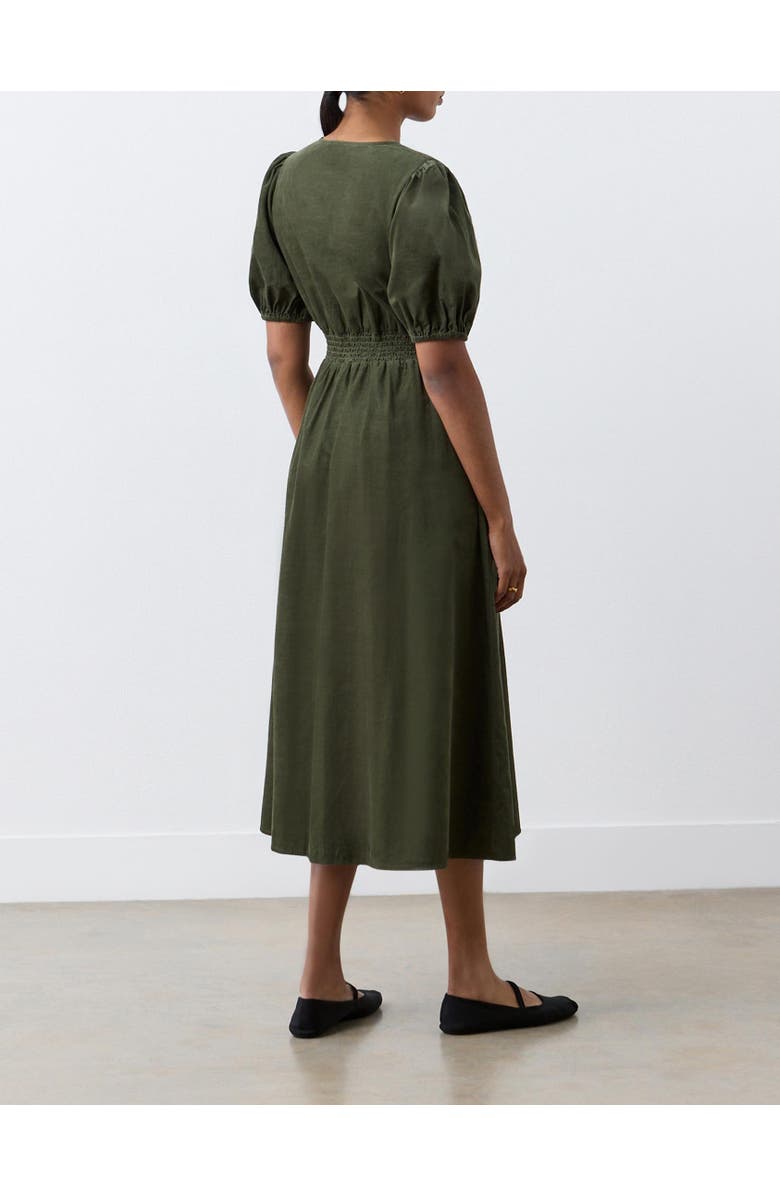 Finery London Arlow Short Sleeve V Neck Midi Tea Dress, Alternate, color, Khaki