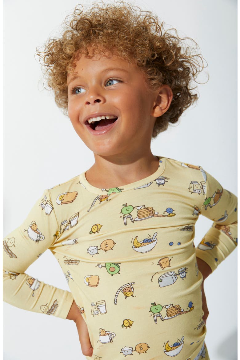Kids' Love You Brunches Fitted Two-Piece Pajamas, Alternate, color, LOVE YOU BRUNCHES