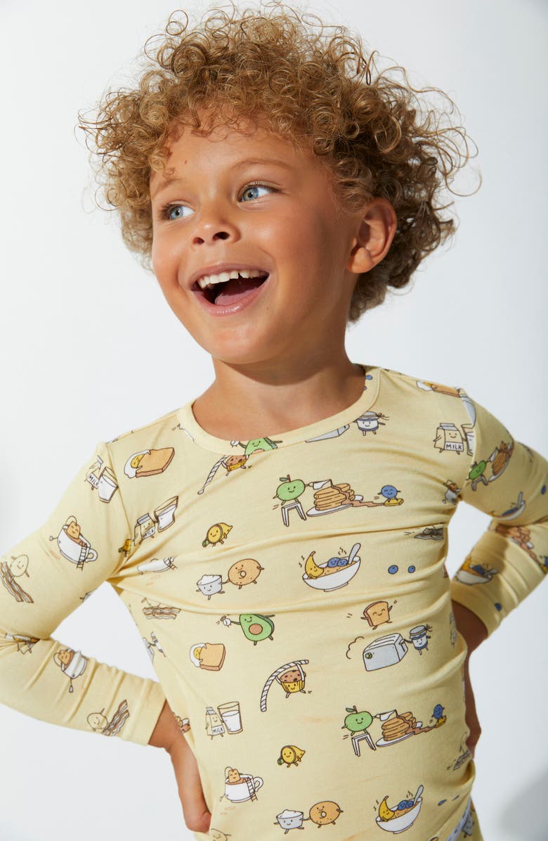 Bellabu Bear Kids' Love You Brunches Fitted Two-Piece Pajamas, Alternate, color,