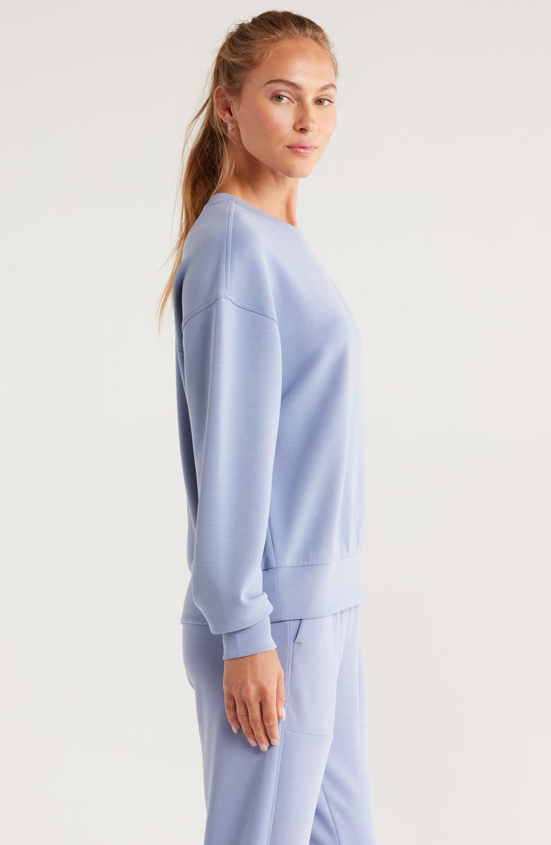 Zella Ultra Soft Boxy Crew Sweatshirt, Alternate, color, Blue Tempest