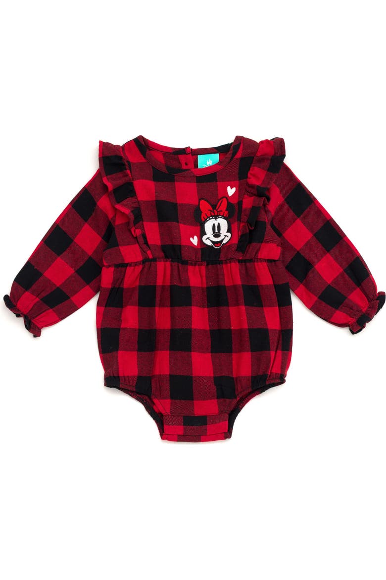 Mickey Mouse & Friends One Piece Bodysuit, Main, color, Minnie Red Black